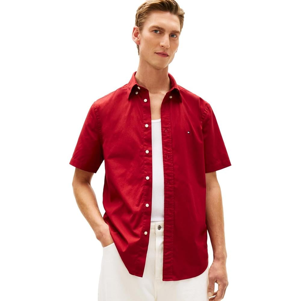 CAMISA PARA HOMBRE TOMMY HILFIGER REGULAR FIT MANGA CORTA ROJO REGATA - 1