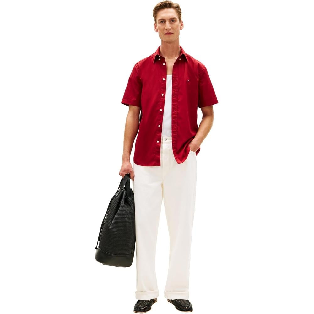 CAMISA PARA HOMBRE TOMMY HILFIGER REGULAR FIT MANGA CORTA ROJO REGATA - 3