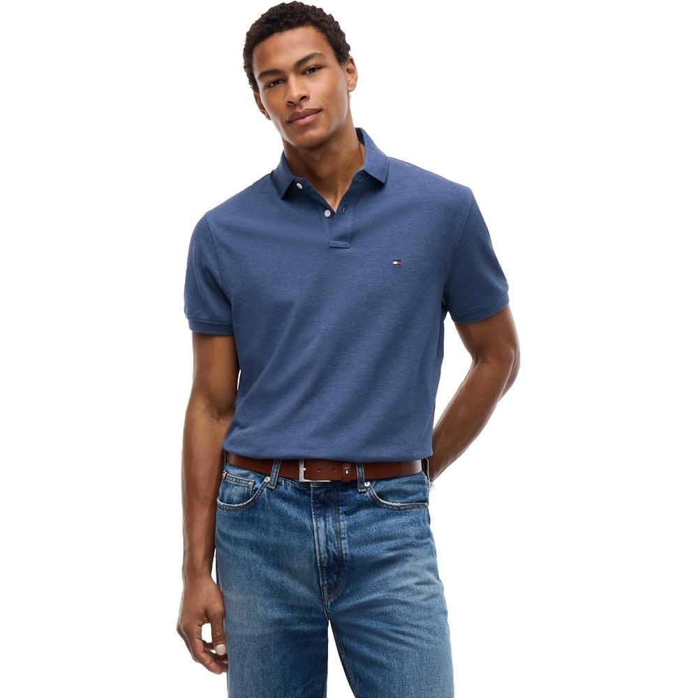 POLO PARA HOMBRE TOMMY HILFIGER CLASSIC FIT MANGA CORTA AZUL EGEO JASPEADO - 1
