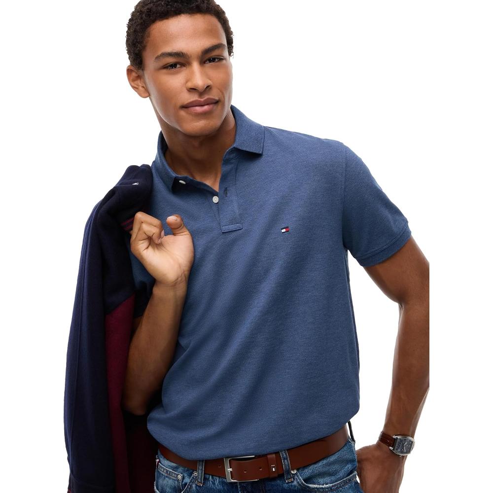 POLO PARA HOMBRE TOMMY HILFIGER CLASSIC FIT MANGA CORTA AZUL EGEO JASPEADO - 2