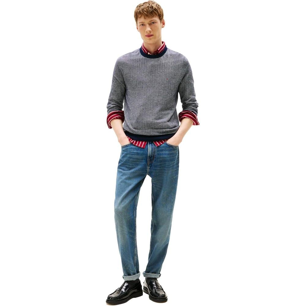 POLERA PARA HOMBRE TOMMY HILFIGER HERRINGBONE REGULAR FIT AZUL CIELO HUESO - 3