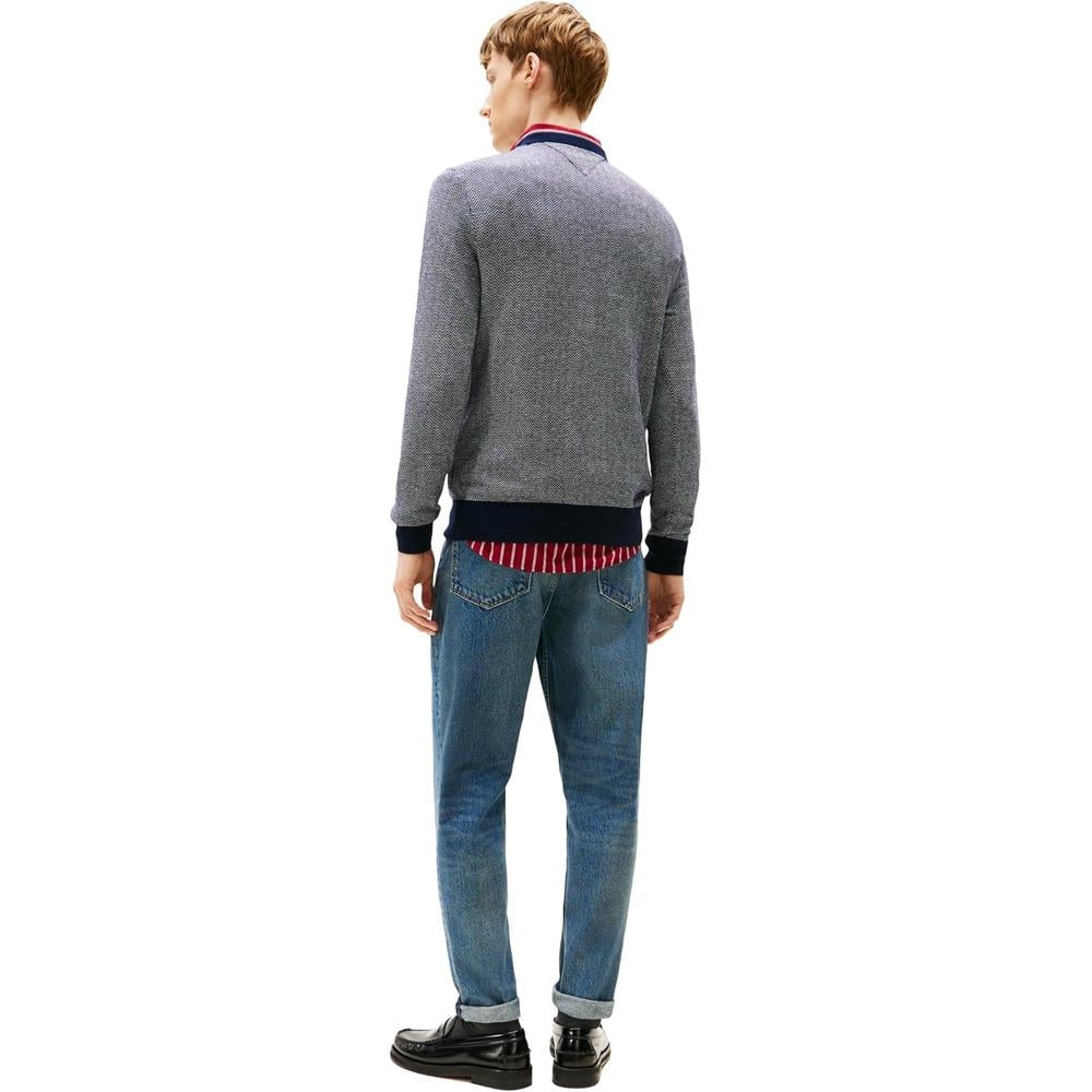 POLERA PARA HOMBRE TOMMY HILFIGER HERRINGBONE REGULAR FIT AZUL CIELO HUESO - 4
