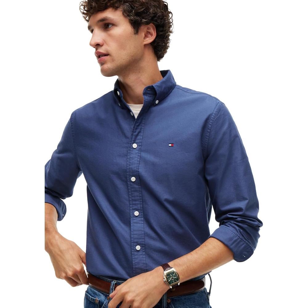 CAMISA PARA HOMBRE TOMMY HILFIGER OXFORD REGULAR FIT MANGA LARGA AZUL EGEO - 2