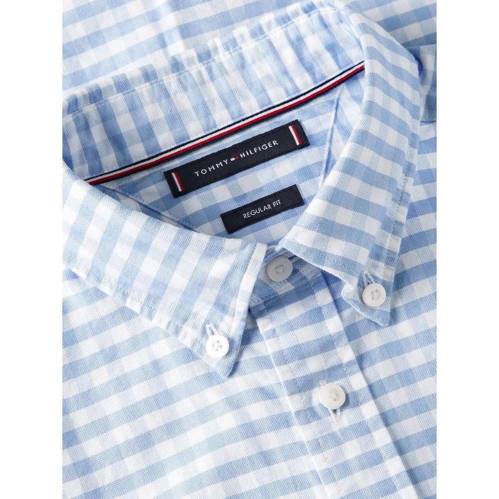 CAMISA PARA HOMBRE TOMMY HILFIGER OXFORD REGULAR FIT MANGA LARGA AZUL NUBLADO CUADROS - 5