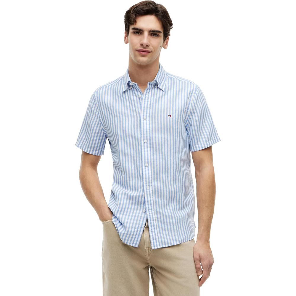 CAMISA PARA HOMBRE TOMMY HILFIGER MANGA CORTA LINO REGULAR FIT MULTICOLOR - 1