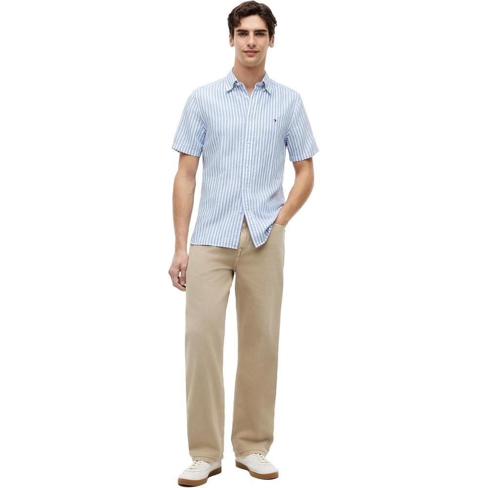 CAMISA PARA HOMBRE TOMMY HILFIGER MANGA CORTA LINO REGULAR FIT MULTICOLOR - 3