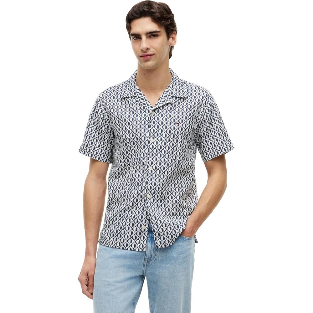 CAMISA PARA HOMBRE TOMMY HILFIGER MANGA CORTA LINO REGULAR FIT MULTICOLOR - 1