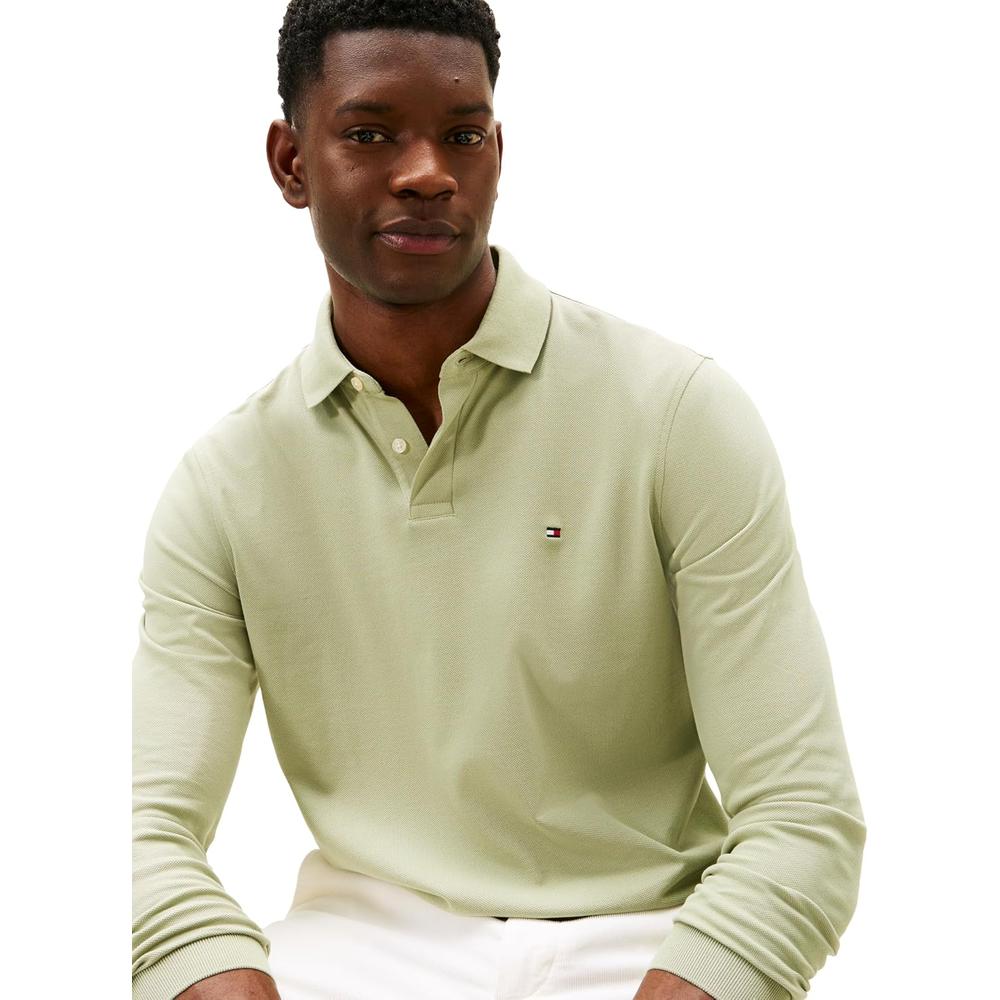 POLO PARA HOMBRE TOMMY HILFIGER LIQUID COTTON REGULAR FIT MANGA LARGA VERDE SALVIA - 2