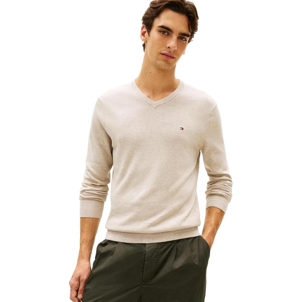 POLERA PARA HOMBRE TOMMY HILFIGER ESSENTIAL REGULAR FIT MARRÓN JASPEADO - 1