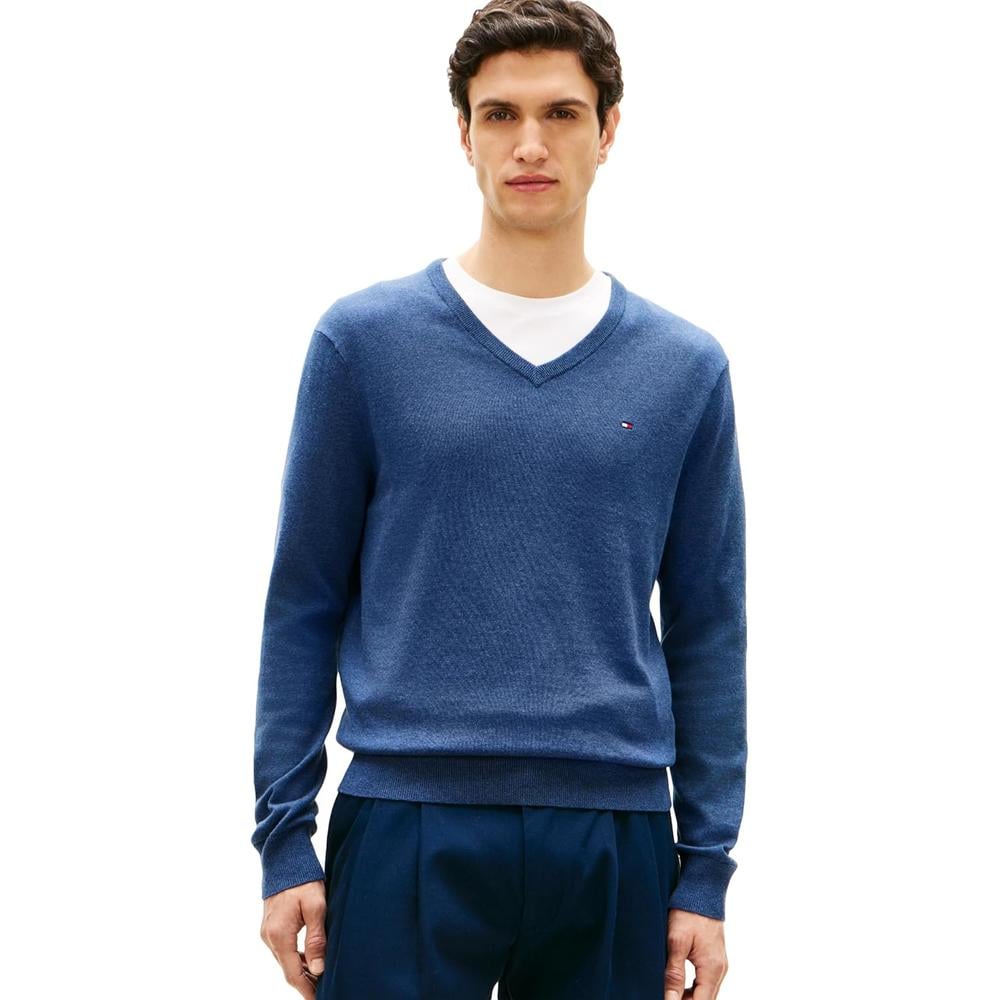POLERA PARA HOMBRE TOMMY HILFIGER ESSENTIAL REGULAR FIT AZUL MARINO JASPEADO - 1