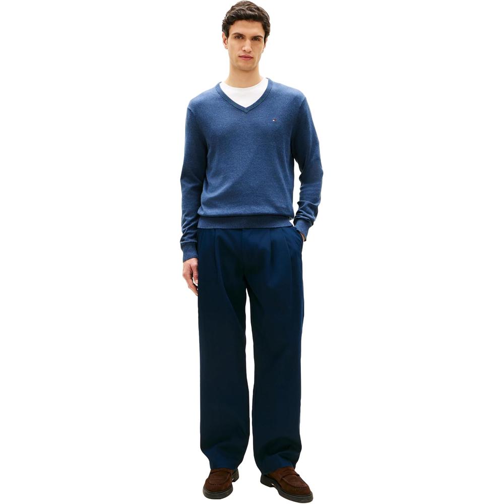 POLERA PARA HOMBRE TOMMY HILFIGER ESSENTIAL REGULAR FIT AZUL MARINO JASPEADO - 4