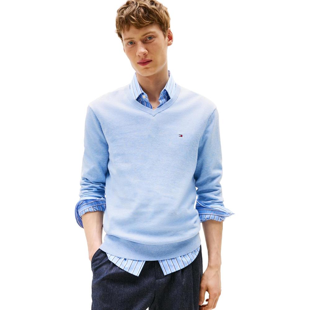 POLERA PARA HOMBRE TOMMY HILFIGER ESSENTIAL REGULAR FIT AZUL JASPEADO - 1
