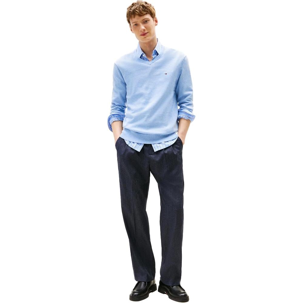 POLERA PARA HOMBRE TOMMY HILFIGER ESSENTIAL REGULAR FIT AZUL JASPEADO - 3