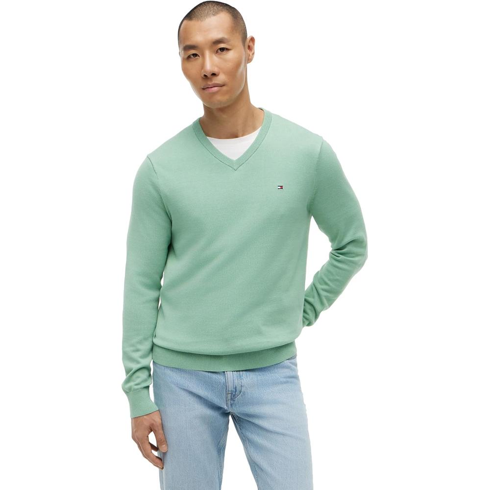 POLERA PARA HOMBRE TOMMY HILFIGER ESSENTIAL REGULAR FIT VERDE CÉSPED - 1