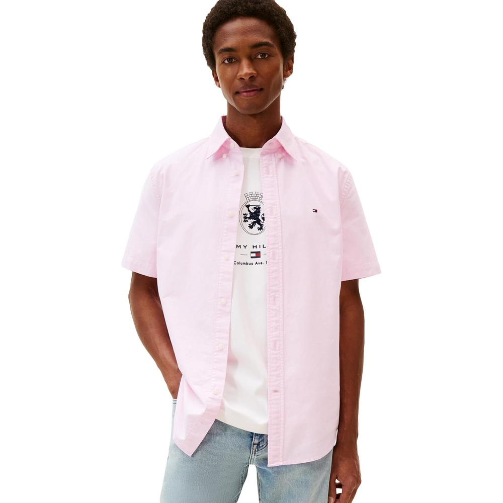 CAMISA PARA HOMBRE TOMMY HILFIGER REGULAR FIT MANGA CORTA ROSA PÉTALO - 1