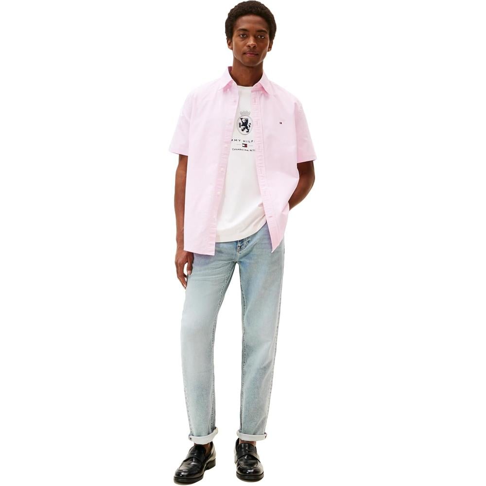 CAMISA PARA HOMBRE TOMMY HILFIGER REGULAR FIT MANGA CORTA ROSA PÉTALO - 3