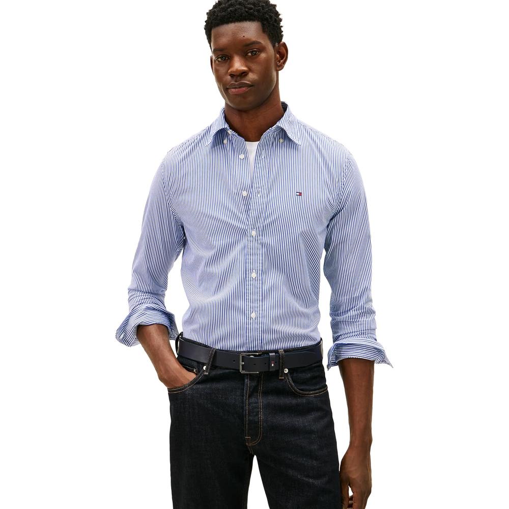 CAMISA PARA HOMBRE TOMMY HILFIGER REGULAR FIT MANGA LARGA AZUL WEDGE - 1