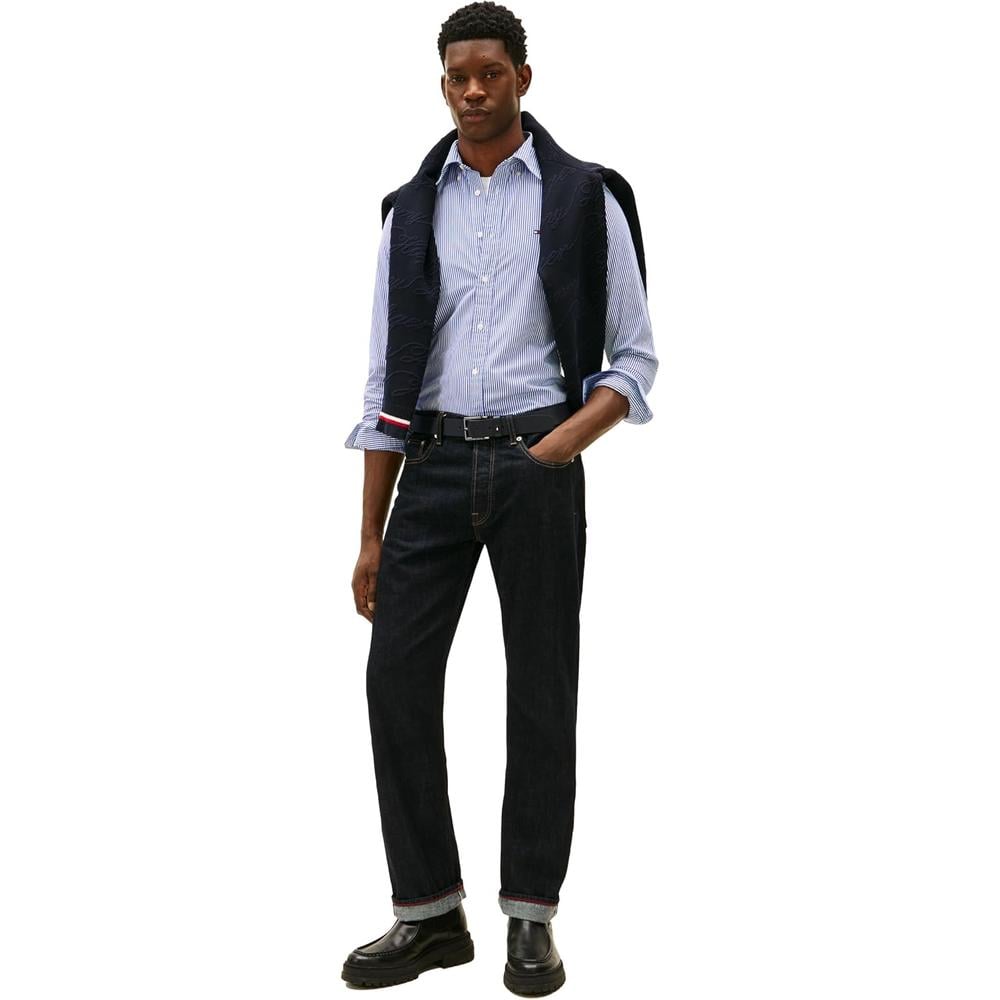 CAMISA PARA HOMBRE TOMMY HILFIGER REGULAR FIT MANGA LARGA AZUL WEDGE - 3