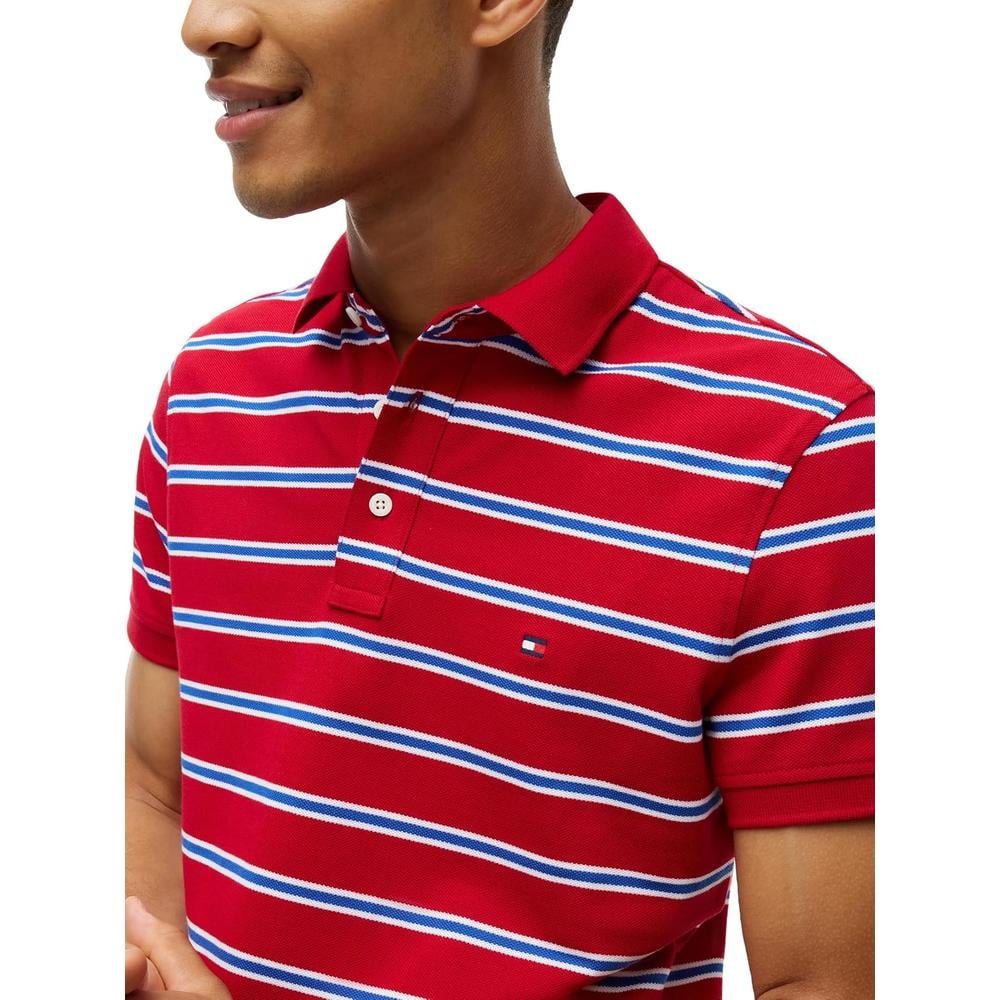 POLO PARA HOMBRE TOMMY HILFIGER 1985 SLIM FIT MANGA CORTA ROJO MEDIO BLANCO AZUL ANTIGUO - 2