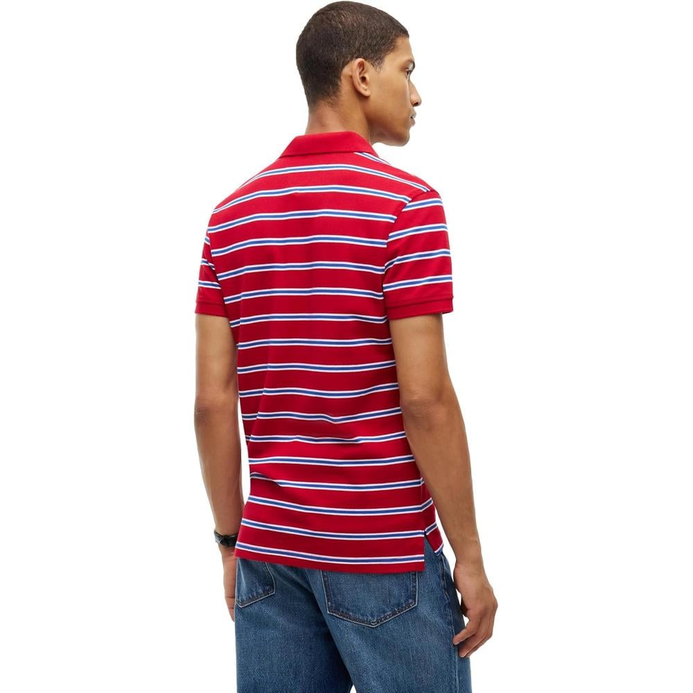 POLO PARA HOMBRE TOMMY HILFIGER 1985 SLIM FIT MANGA CORTA ROJO MEDIO BLANCO AZUL ANTIGUO - 4