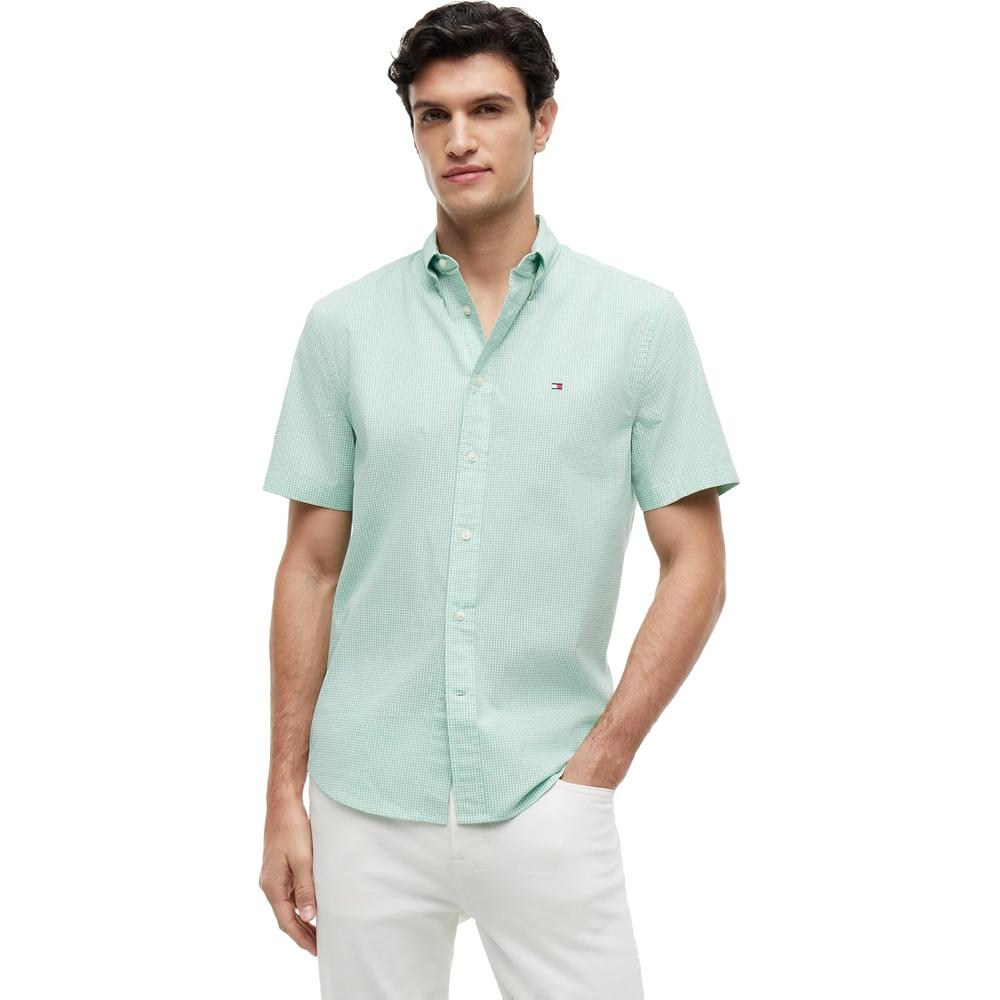 CAMISA PARA HOMBRE TOMMY HILFIGER REGULAR FIT MANGA CORTA VERDE CÉSPED - 1