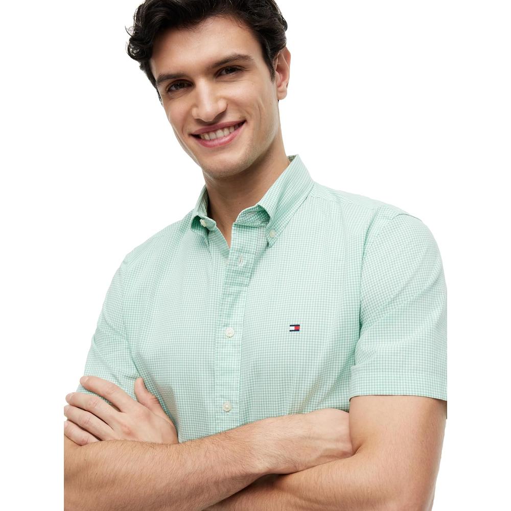 CAMISA PARA HOMBRE TOMMY HILFIGER REGULAR FIT MANGA CORTA VERDE CÉSPED - 2