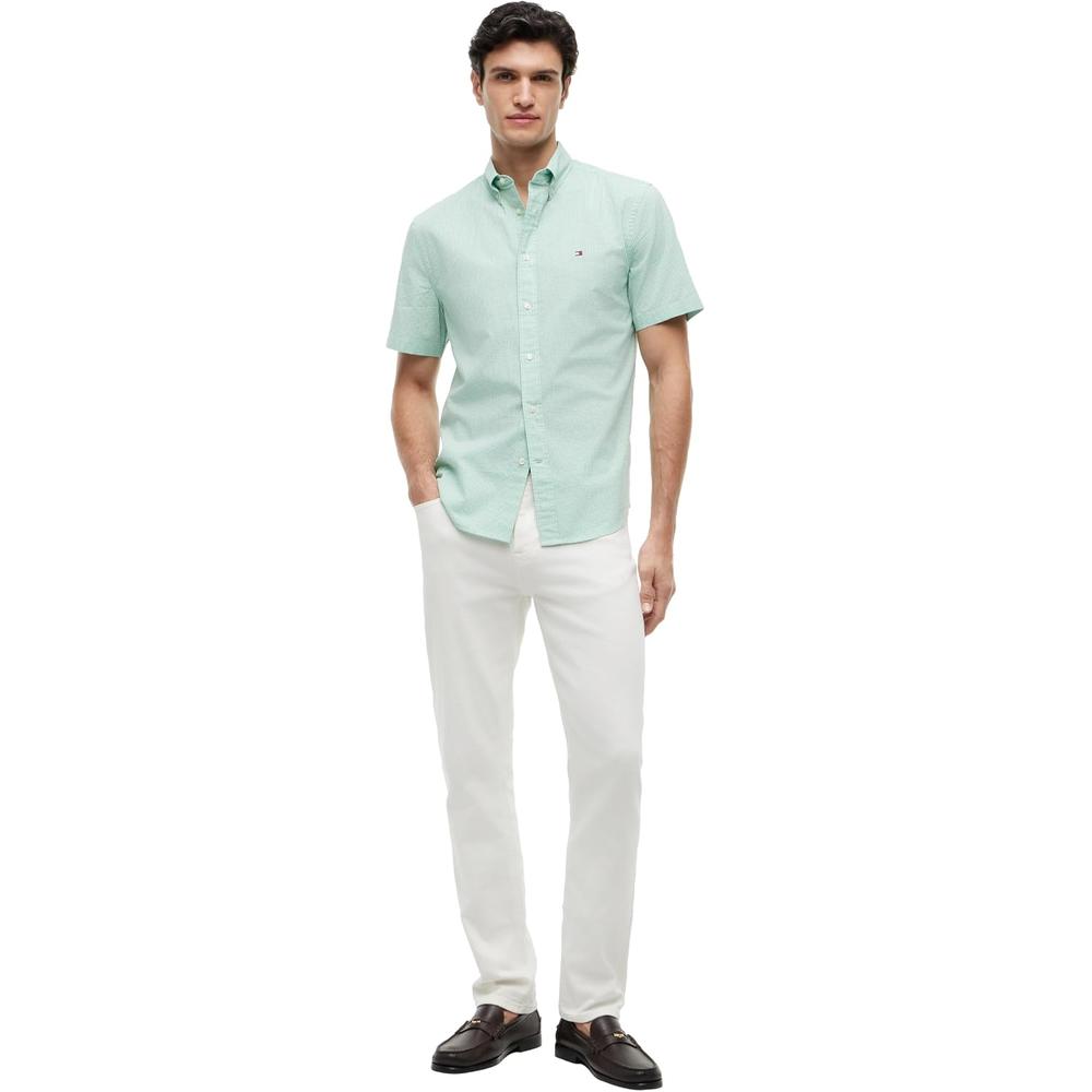 CAMISA PARA HOMBRE TOMMY HILFIGER REGULAR FIT MANGA CORTA VERDE CÉSPED - 3