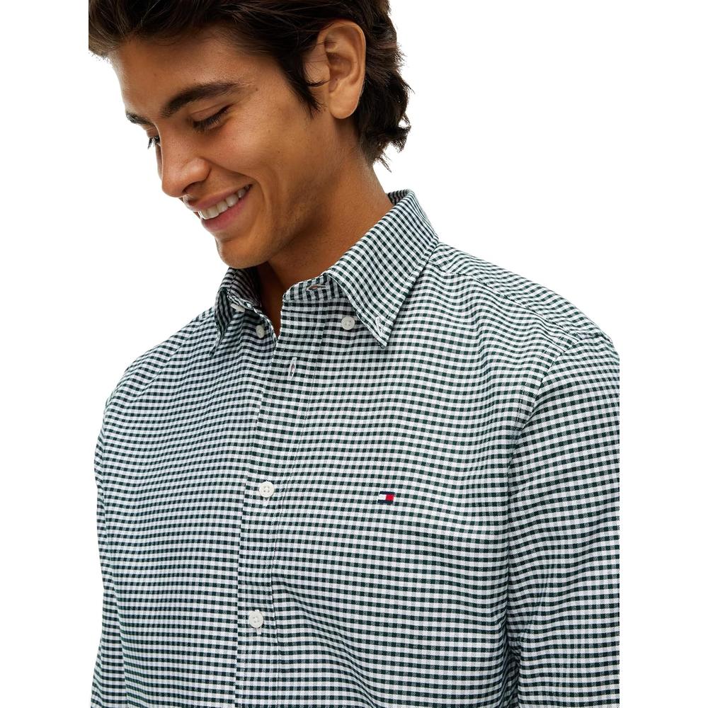 CAMISA PARA HOMBRE TOMMY HILFIGER OXFORD REGULAR FIT MANGA LARGA VERDE ORNAMENTAL CUADROS MULTICOLOR - 2