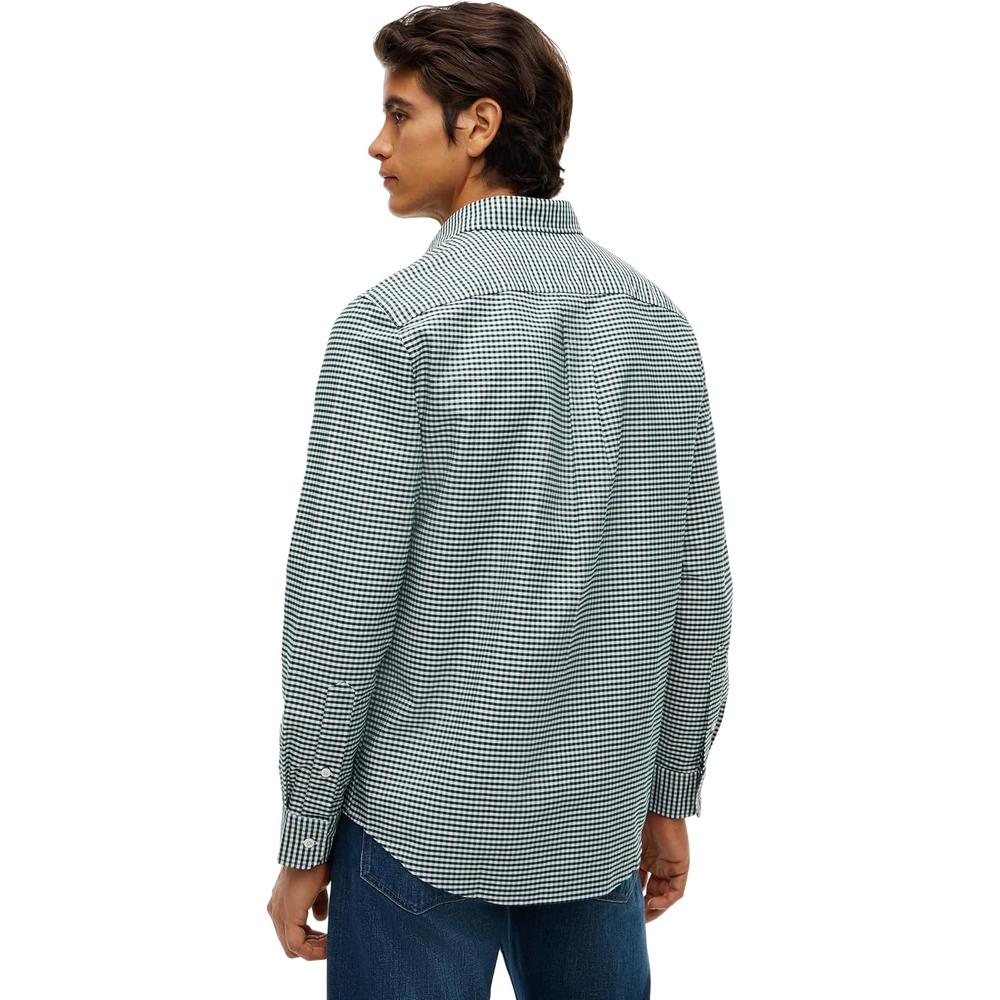 CAMISA PARA HOMBRE TOMMY HILFIGER OXFORD REGULAR FIT MANGA LARGA VERDE ORNAMENTAL CUADROS MULTICOLOR - 4