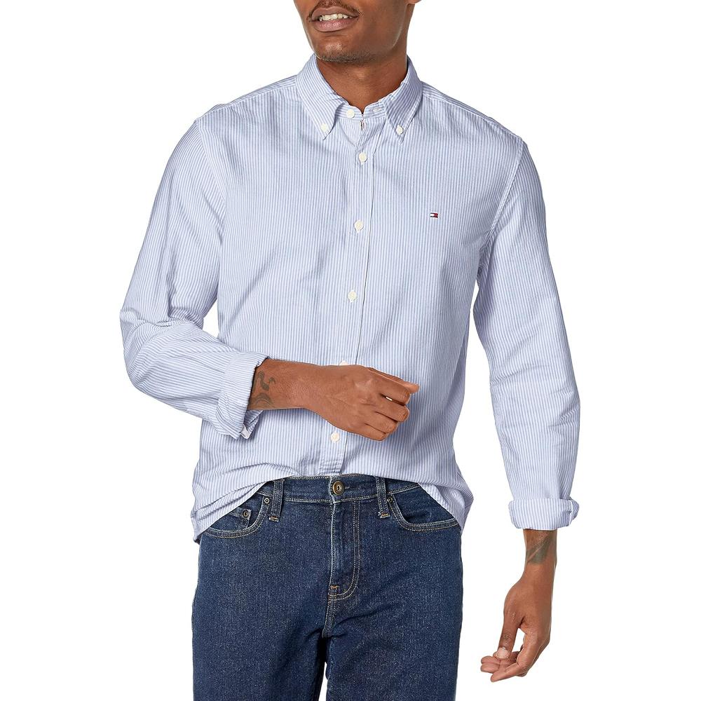 CAMISA PARA HOMBRE TOMMY HILFIGER OXFORD MANGA LARGA AZUL CLARO - 1