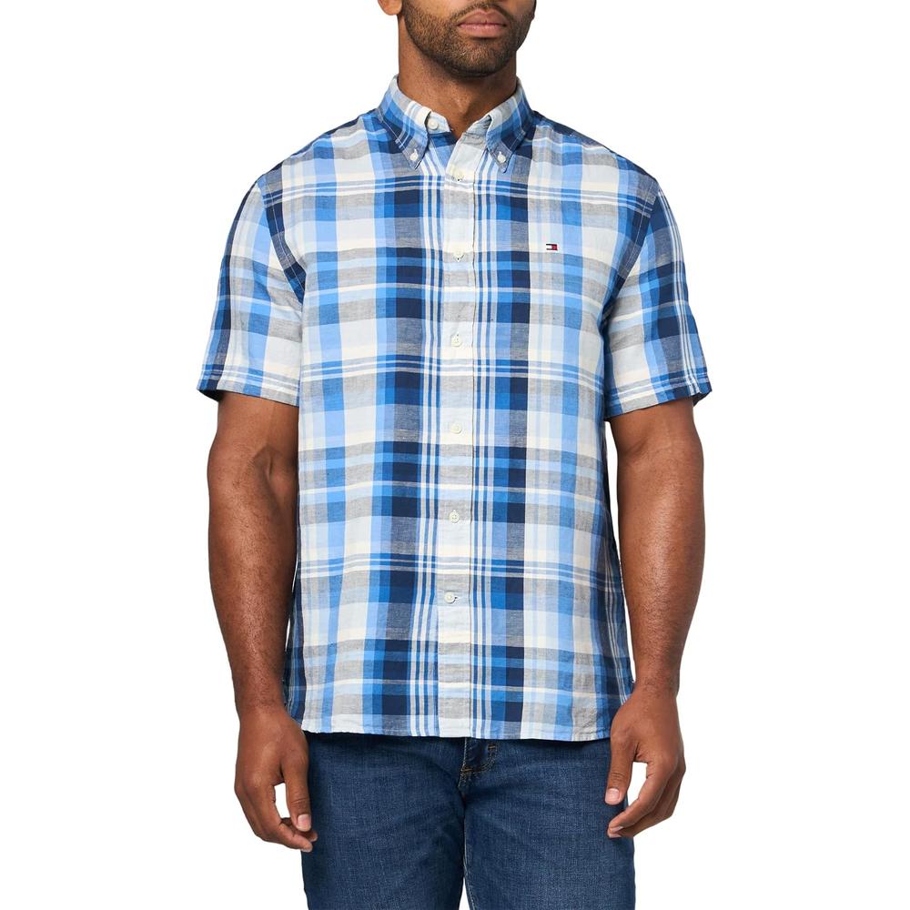 CAMISA PARA HOMBRE TOMMY HILFIGER MANGA CORTA LINO REGULAR FIT MULTICOLOR - 3