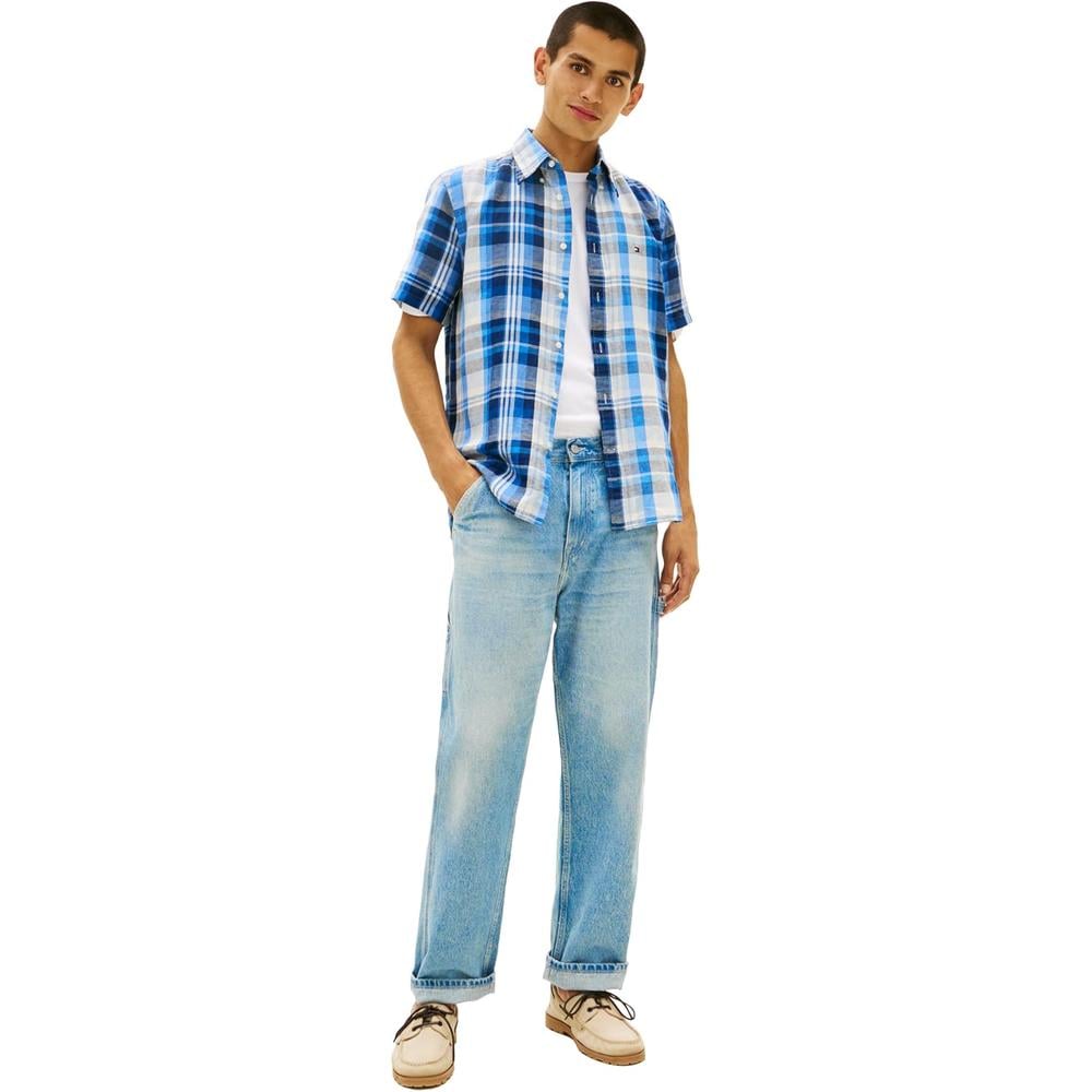 CAMISA PARA HOMBRE TOMMY HILFIGER MANGA CORTA LINO REGULAR FIT MULTICOLOR - 4