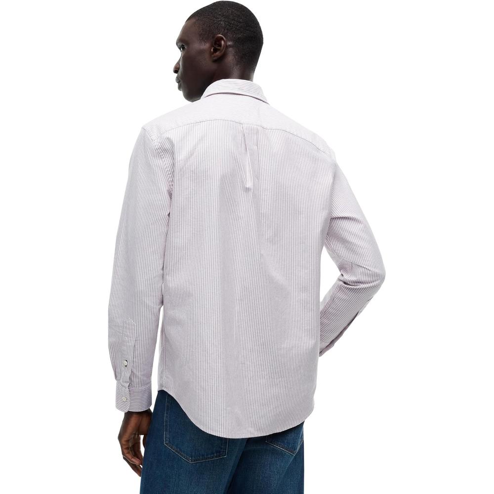CAMISA PARA HOMBRE TOMMY HILFIGER OXFORD REGULAR FIT MANGA LARGA BORGONA RAYAS - 4