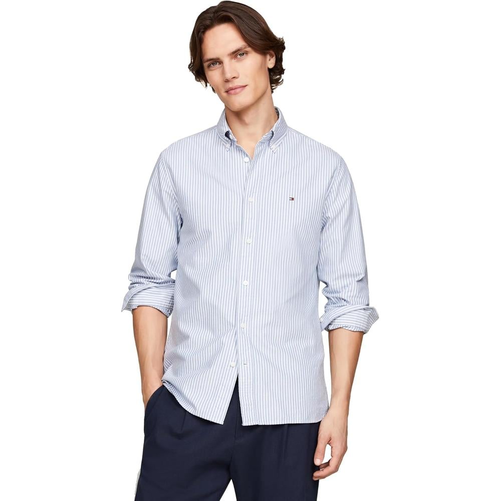 CAMISA PARA HOMBRE TOMMY HILFIGER OXFORD REGULAR FIT MANGA LARGA AZUL CAMISA BLANCO - 1