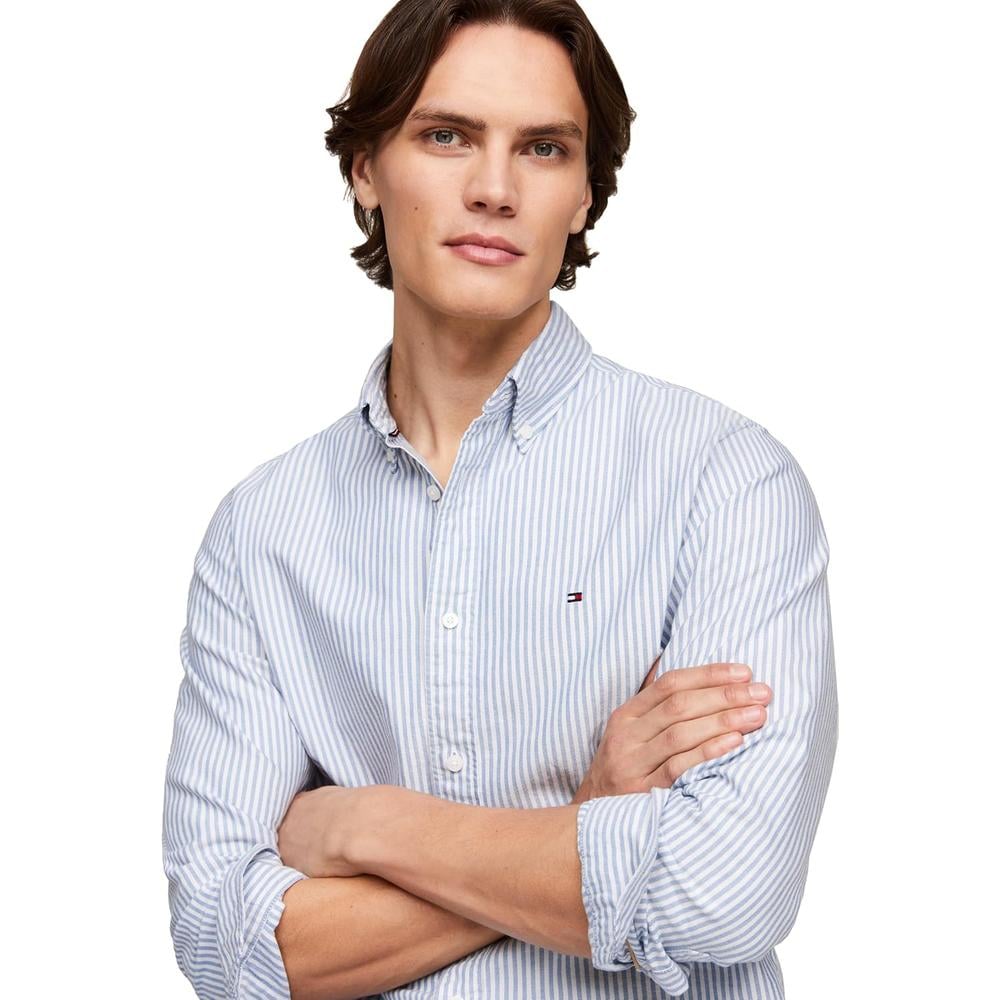 CAMISA PARA HOMBRE TOMMY HILFIGER OXFORD REGULAR FIT MANGA LARGA AZUL CAMISA BLANCO - 2