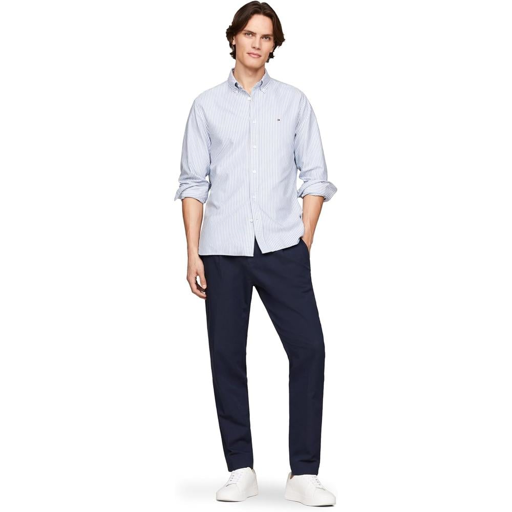 CAMISA PARA HOMBRE TOMMY HILFIGER OXFORD REGULAR FIT MANGA LARGA AZUL CAMISA BLANCO - 4