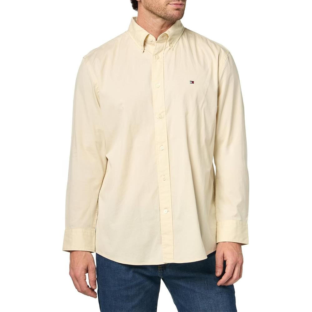 CAMISA PARA HOMBRE TOMMY HILFIGER REGULAR FIT MANGA LARGA BEIGE MUSELINA - 3