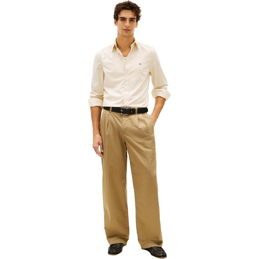 CAMISA PARA HOMBRE TOMMY HILFIGER REGULAR FIT MANGA LARGA BEIGE MUSELINA - 4