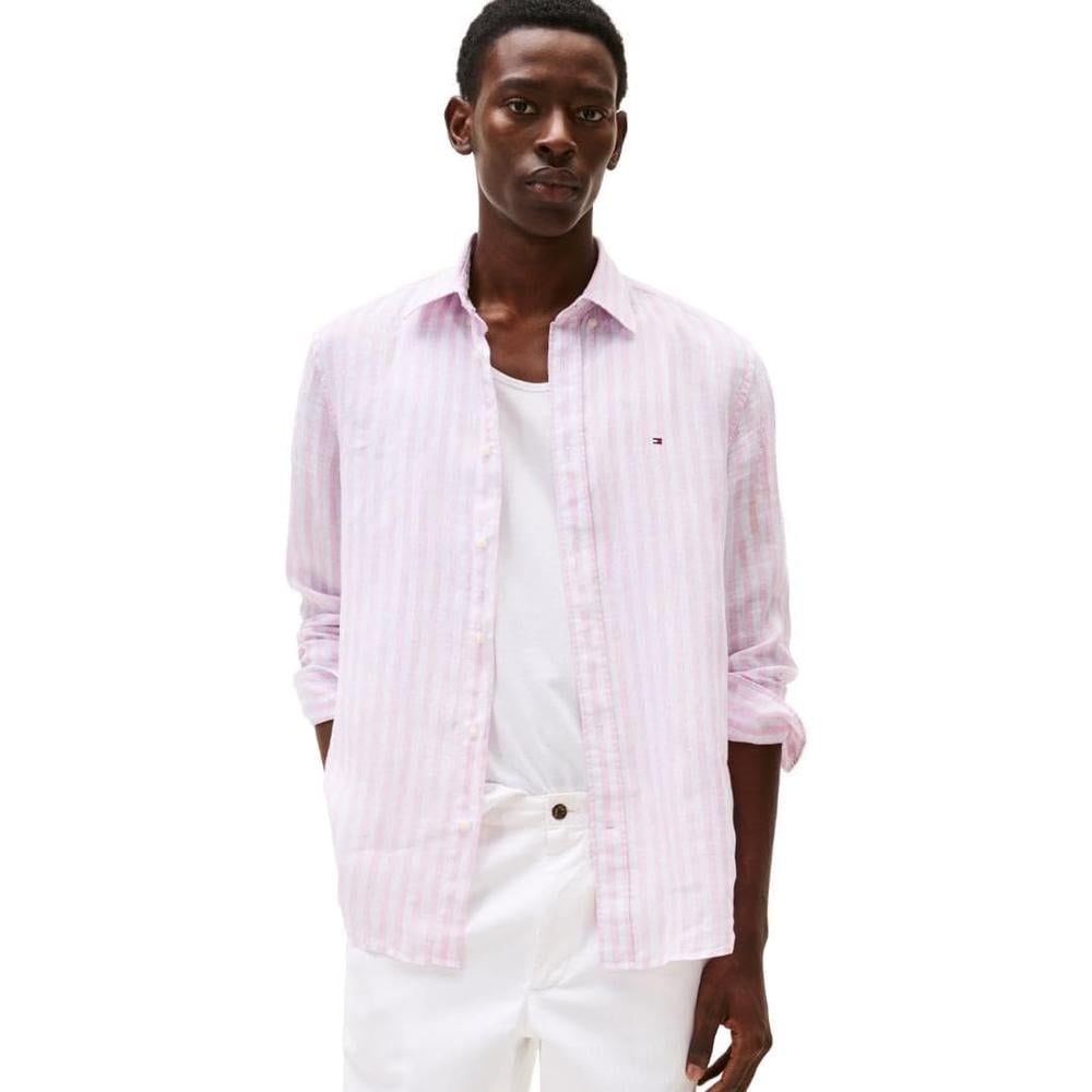 CAMISA PARA HOMBRE TOMMY HILFIGER REGULAR FIT MANGA LARGA ROSA CLÁSICO - 1
