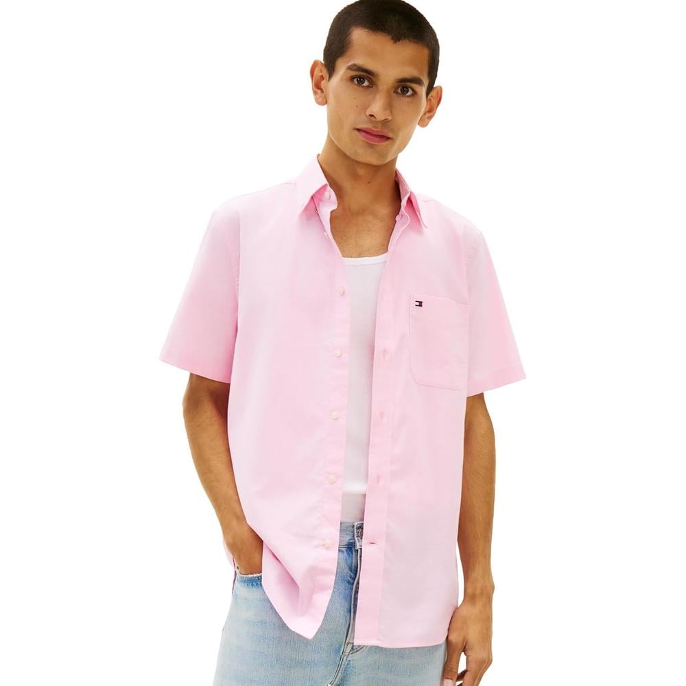 CAMISA PARA HOMBRE TOMMY HILFIGER REGULAR FIT MANGA CORTA ROSA CLARO - 1