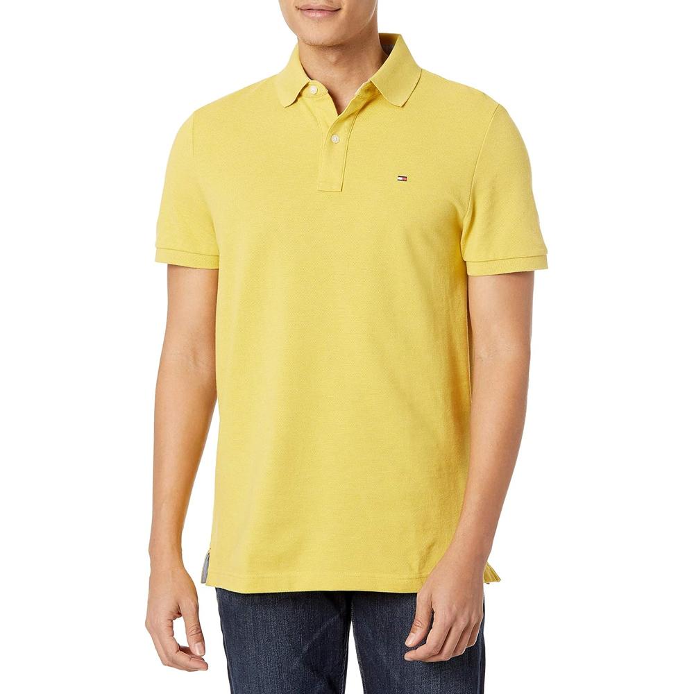 POLO PARA HOMBRE TOMMY HILFIGER REGULAR FIT MANGA CORTA AMARILLO JASPEADO - 1
