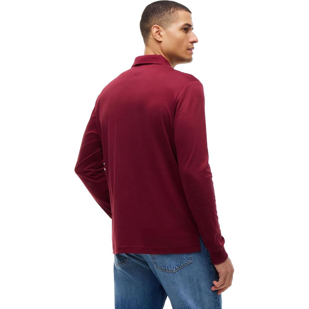 POLO PARA HOMBRE TOMMY HILFIGER LIQUID COTTON REGULAR FIT MANGA LARGA VINO - 4