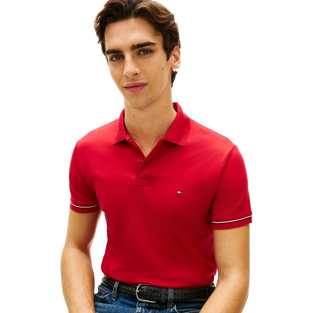 POLO PARA HOMBRE TOMMY HILFIGER LIQUID COTTON SLIM FIT MANGA CORTA ROJO MEDIO - 2