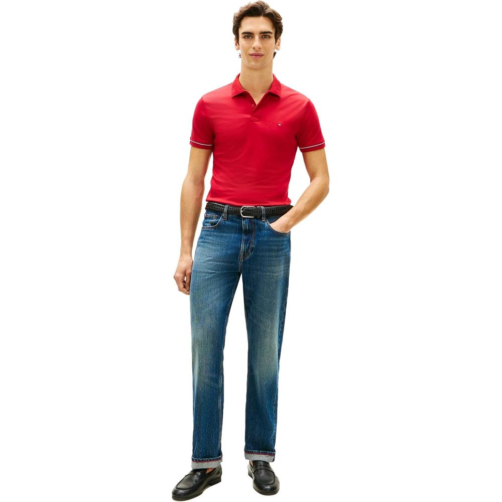 POLO PARA HOMBRE TOMMY HILFIGER LIQUID COTTON SLIM FIT MANGA CORTA ROJO MEDIO - 3