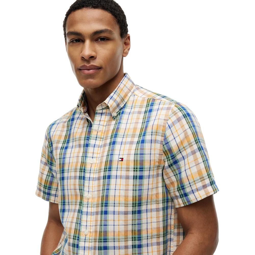 CAMISA PARA HOMBRE TOMMY HILFIGER MANGA CORTA LINO REGULAR FIT MULTICOLOR - 2