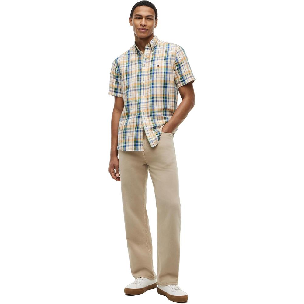 CAMISA PARA HOMBRE TOMMY HILFIGER MANGA CORTA LINO REGULAR FIT MULTICOLOR - 3