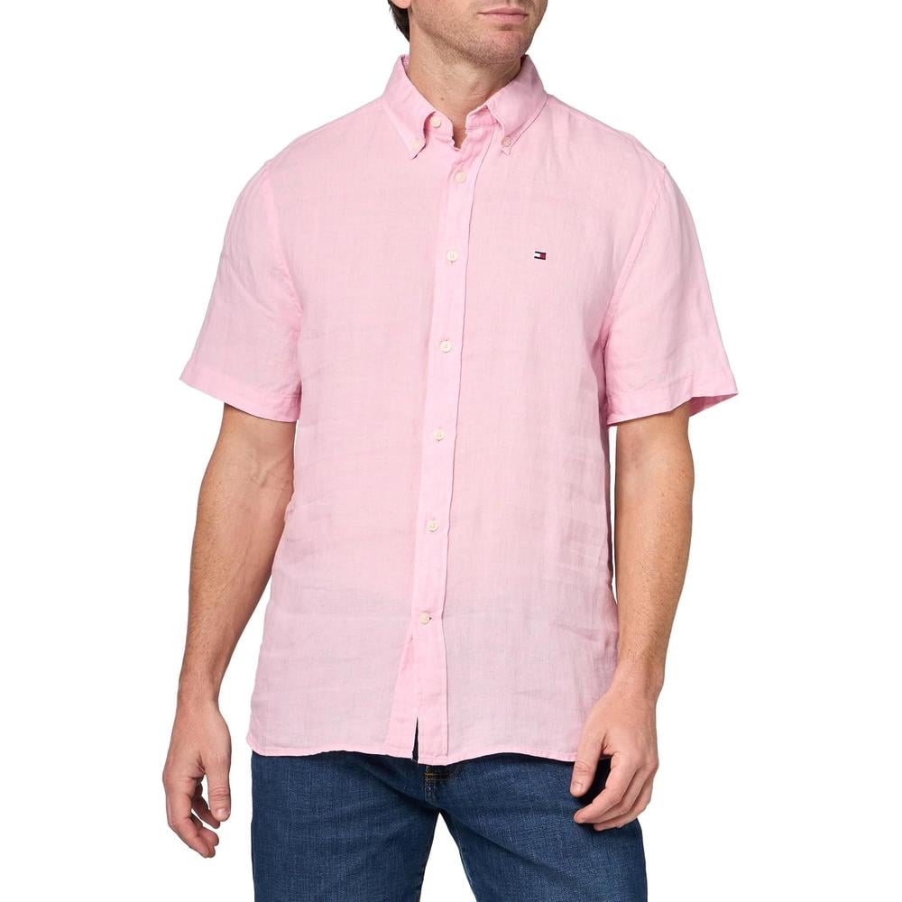 CAMISA PARA HOMBRE TOMMY HILFIGER MANGA CORTA LINO REGULAR FIT ROSA CLÁSICO - 3
