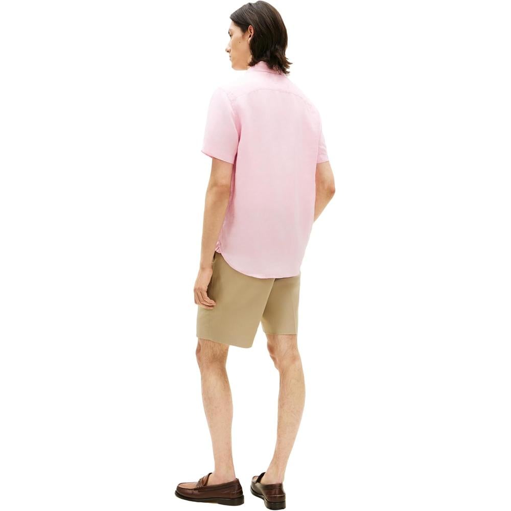 CAMISA PARA HOMBRE TOMMY HILFIGER MANGA CORTA LINO REGULAR FIT ROSA CLÁSICO - 5