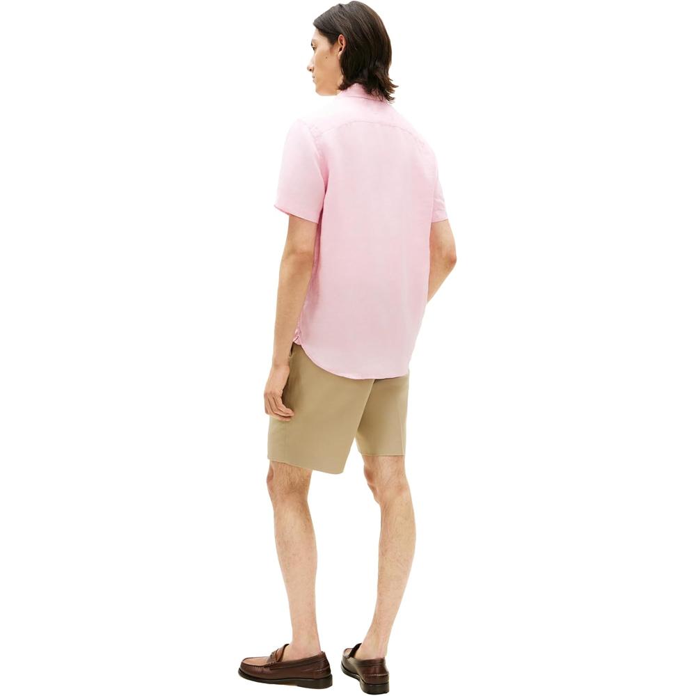 CAMISA PARA HOMBRE TOMMY HILFIGER MANGA CORTA LINO REGULAR FIT ROSA CLÁSICO - 5