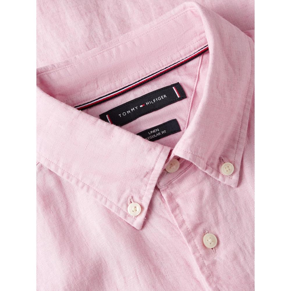 CAMISA PARA HOMBRE TOMMY HILFIGER MANGA CORTA LINO REGULAR FIT ROSA CLÁSICO - 6